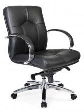 GM Manager Med Back Exec. 5 Point Multi Locking Mech. Chrome Arms And Base. Std Black Leather